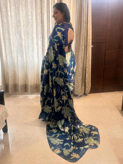 Floral Blue Saree