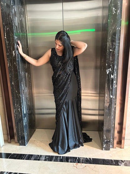 Black Sequin Saree