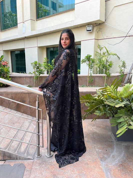 Black Sequin Saree