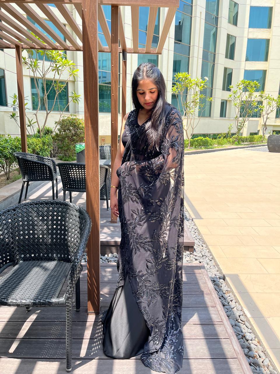 Black Sequin Saree