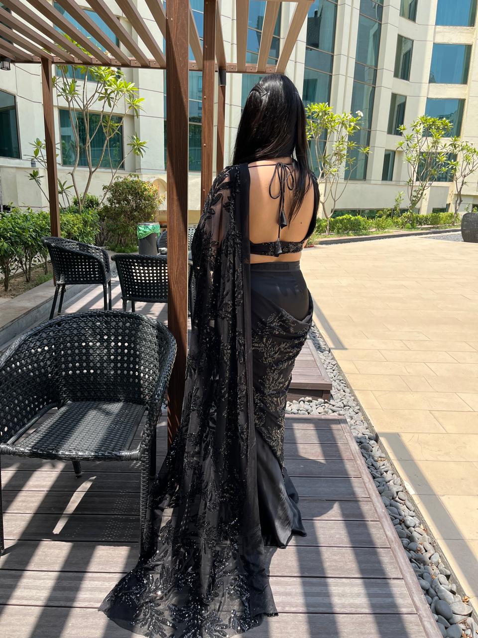 Black Sequin Saree