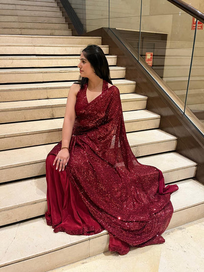 Maroon Shine Saree
