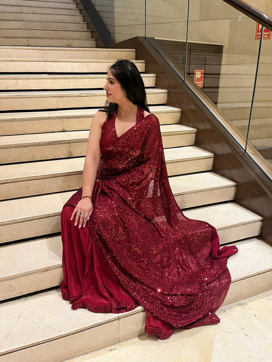 Maroon Shine Saree