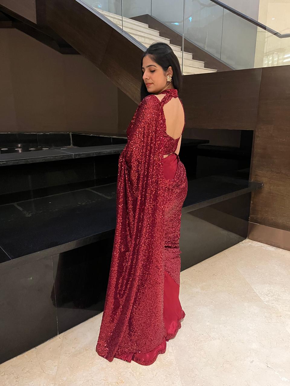 Maroon Shine Saree