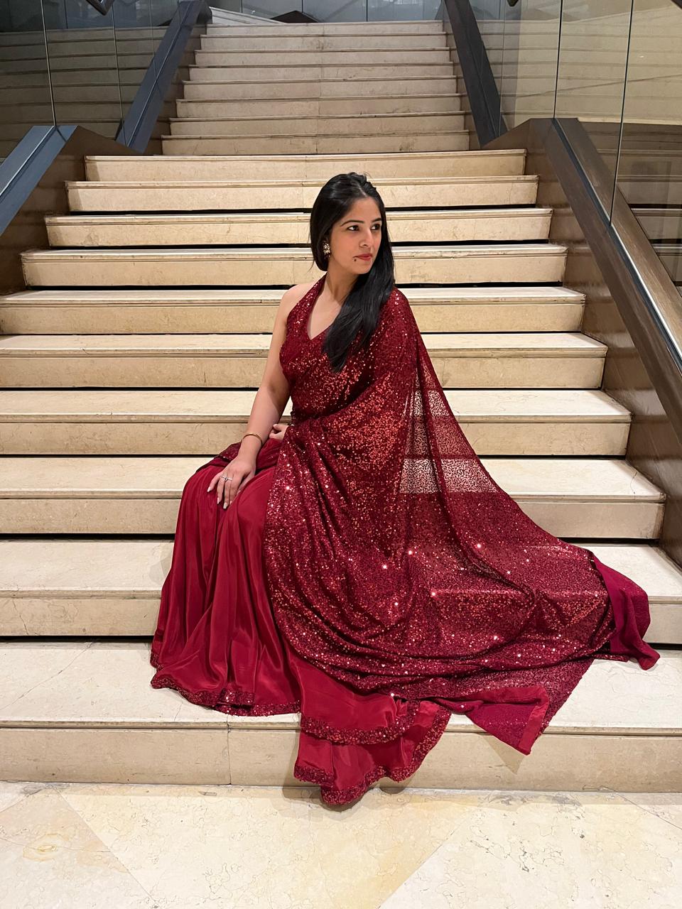 Maroon Shine Saree