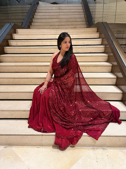 Maroon Shine Saree