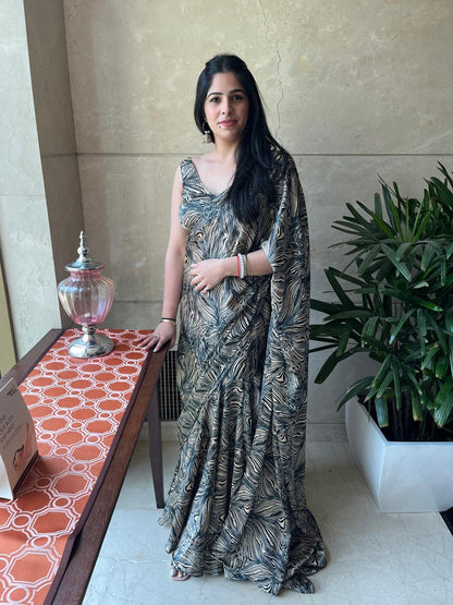 Zebra Print Saree