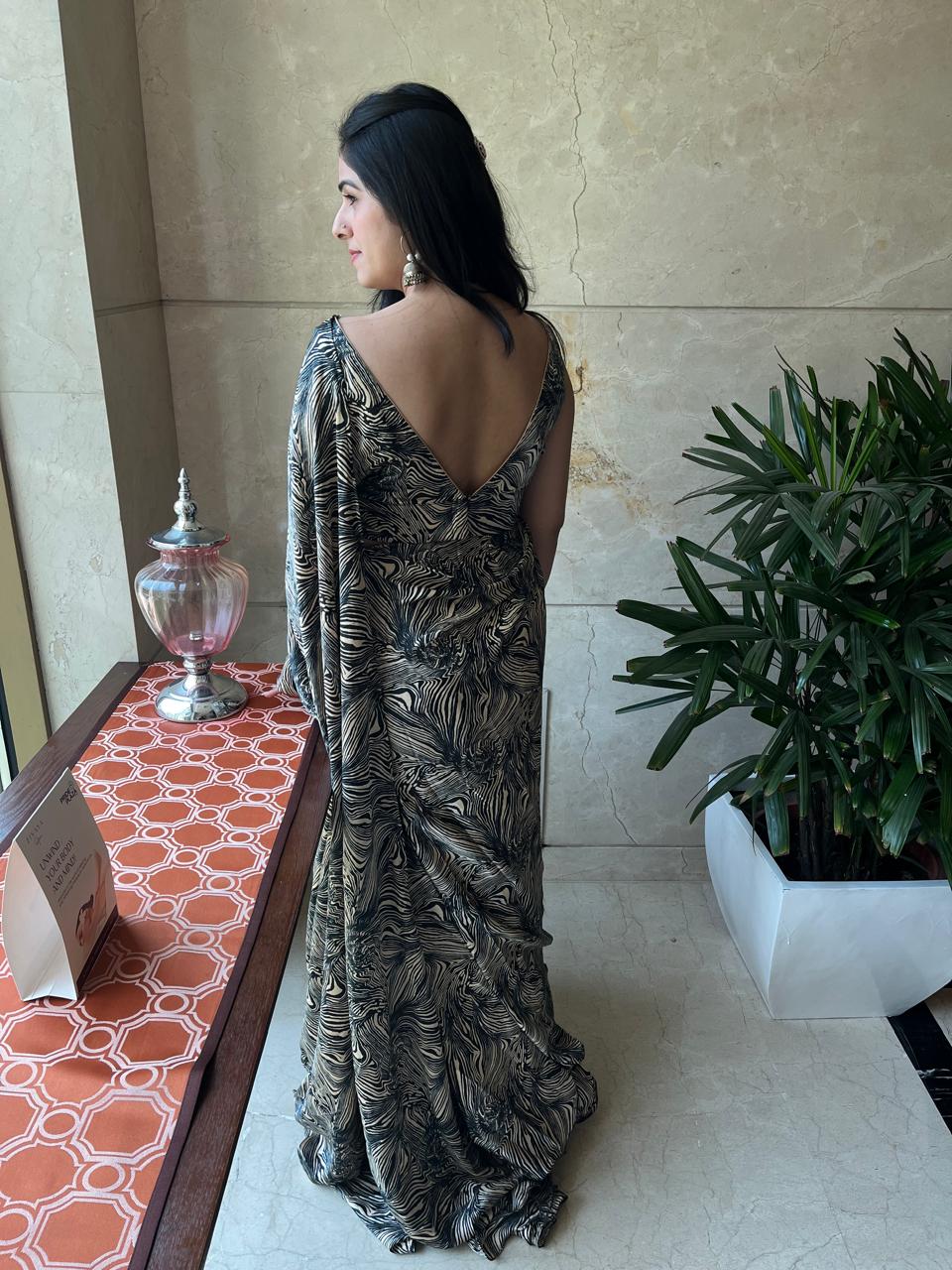 Zebra Print Saree
