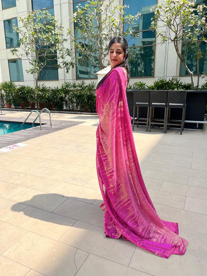 Pink Allure Sequin Saree
