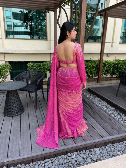 Pink Allure Sequin Saree