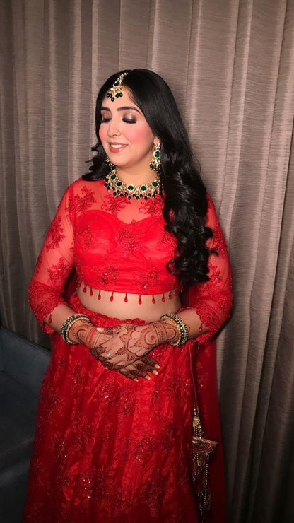 Red Reverie Lehenga
