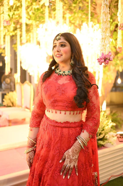 Red Reverie Lehenga