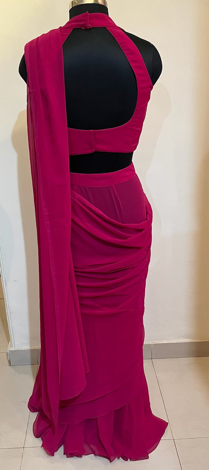 Hot Pink Georgette Saree